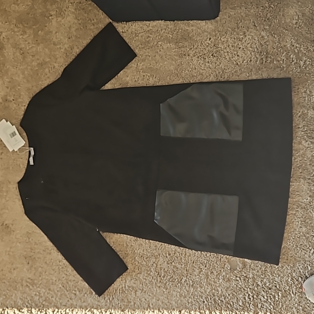 NWT iltm i love tyler maddison black Fatima faux suede shirt dress, size M